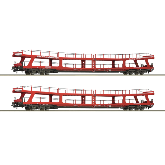 Roco 77047 , Zestaw 2 wagonów do transportu samochodów BTE, skala H0